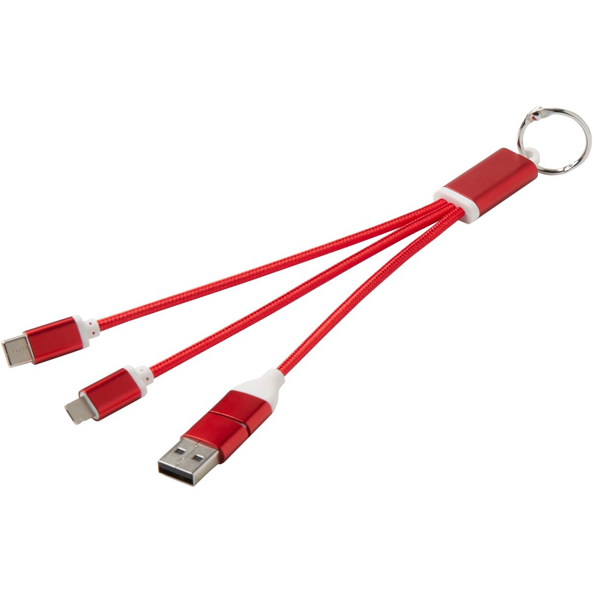 Cables de carga 4 en 1 con llavero, 10 W, de aluminio reciclado