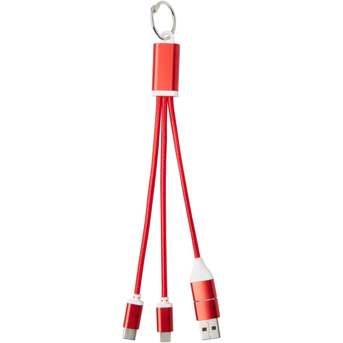 Cables de carga 4 en 1 con llavero, 10 W, de aluminio reciclado