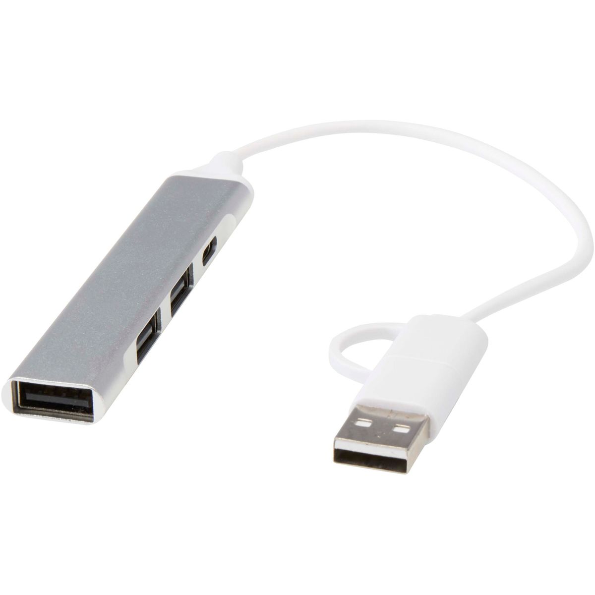 Hubs USB de 4 puertos con doble entrada de aluminio reciclado