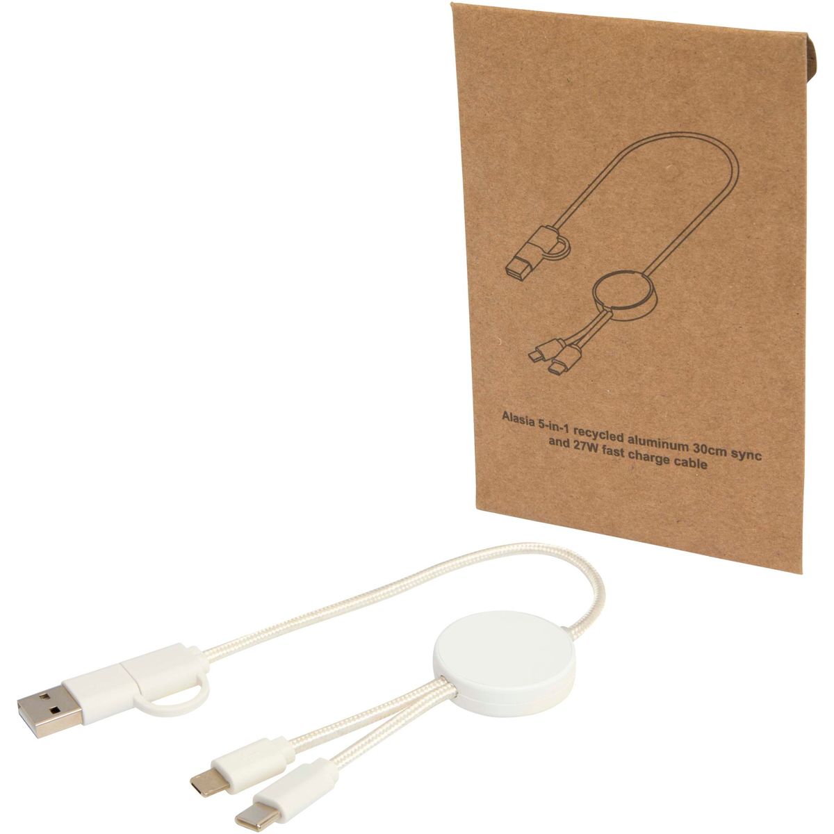 Cables de carga rápida 5 en 1 de 30 cm, 27 W, de plástico reciclado