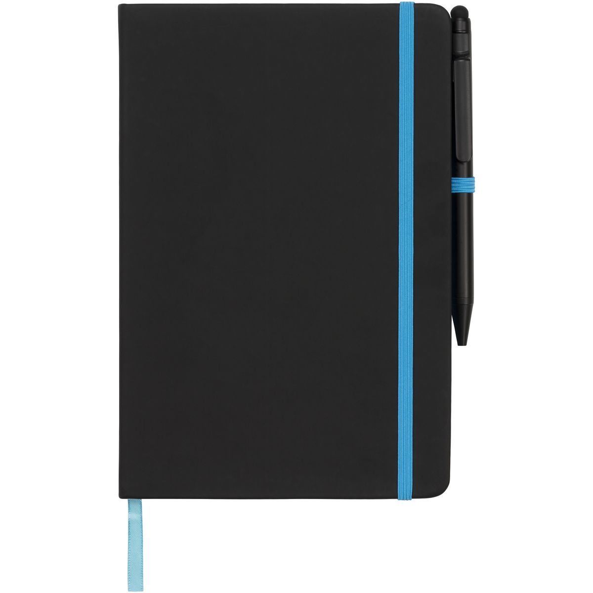 Cuadernos A5 con cantos de color y bolígrafo con puntero táctil