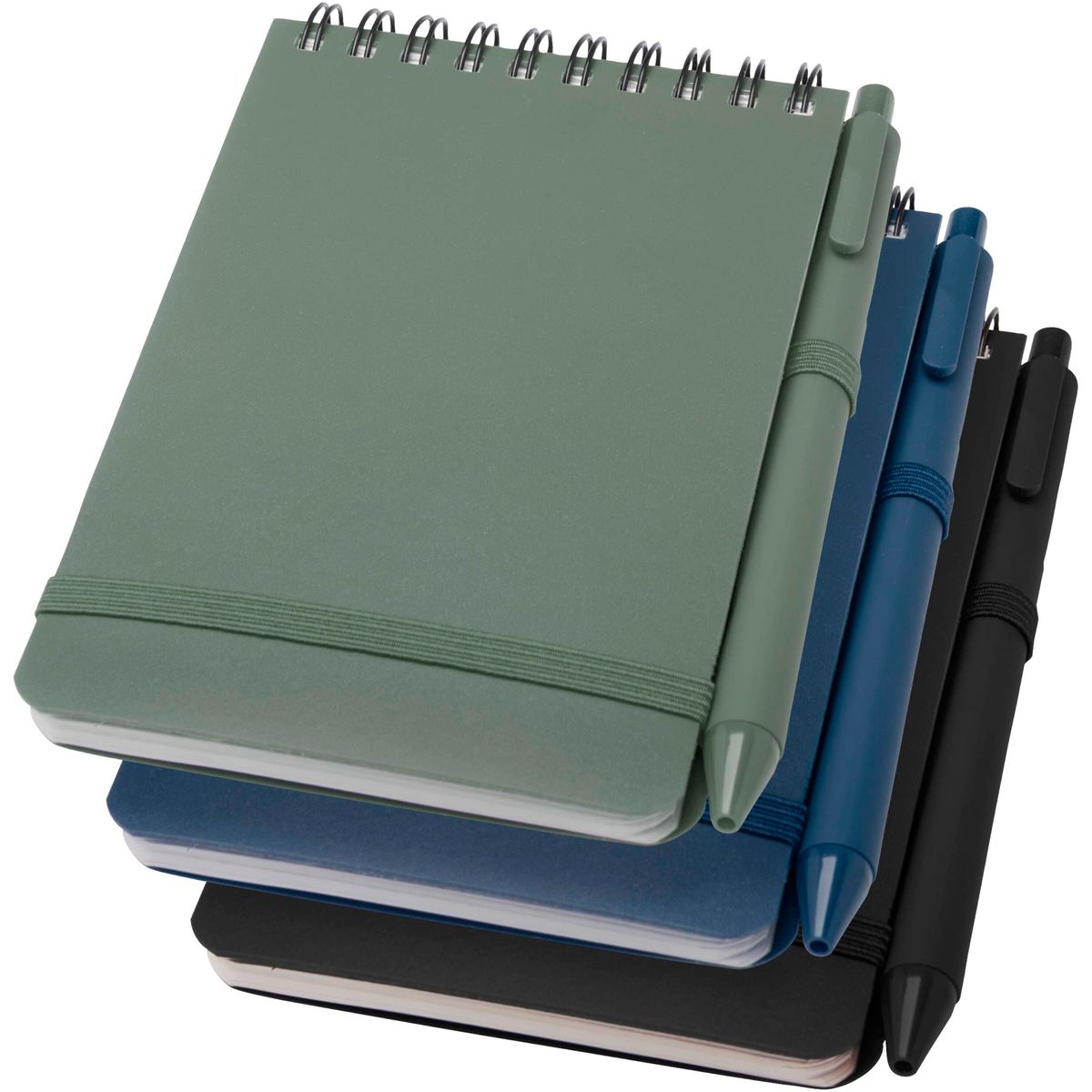 Cuadernos A6 con tapa dura de plástico ocean-bound y bolígrafo