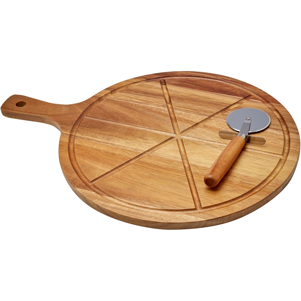 Tablas para pizza de madera de acacia con cortapizzas