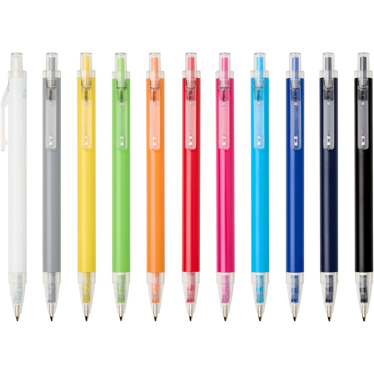 Bolígrafos de aluminio reciclado con espiral de color, tinta azul