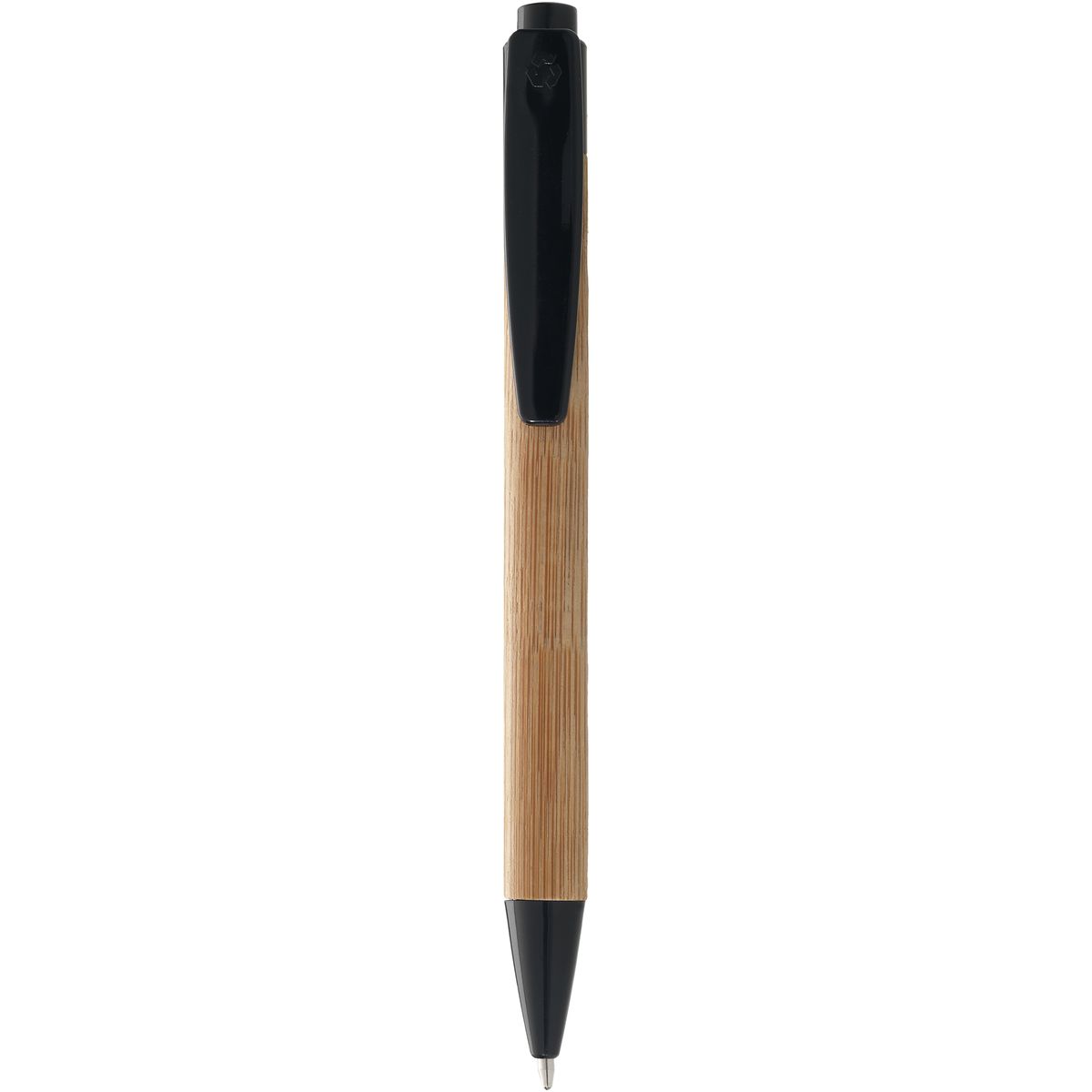 Bolígrafos de bambú de 14,1 cm con pulsador, tinta negra