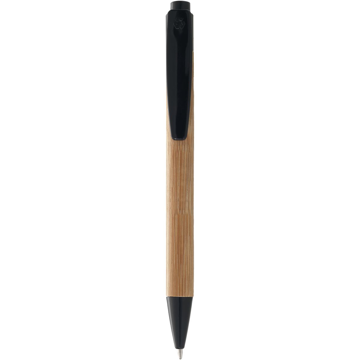 Bolígrafos de bambú de 14,1 cm con pulsador, tinta negra