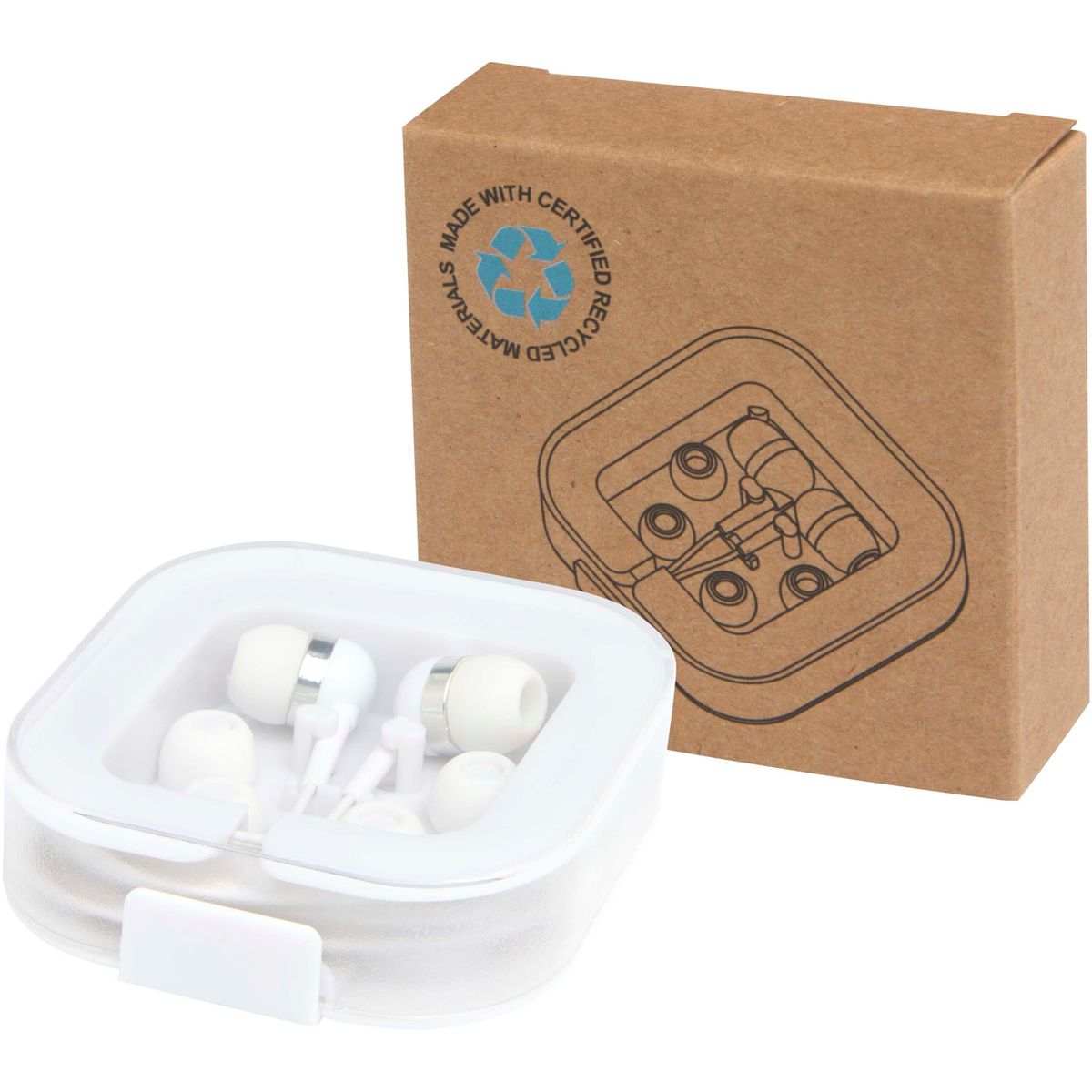 Auriculares USB-C con cable y caja de almacenamiento de plástico reciclado