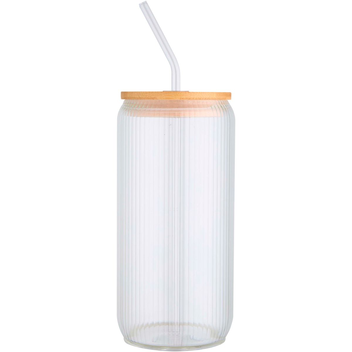 Botellas de vidrio de borosilicato con pajita de vidrio y tapa de bambú