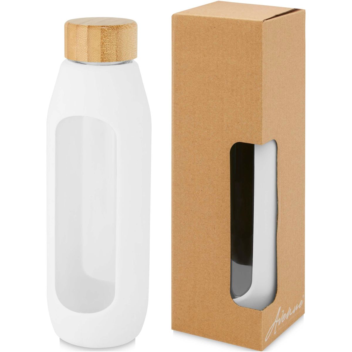 Botellas de agua de vidrio de borosilicato de 600 ml con agarre de silicona