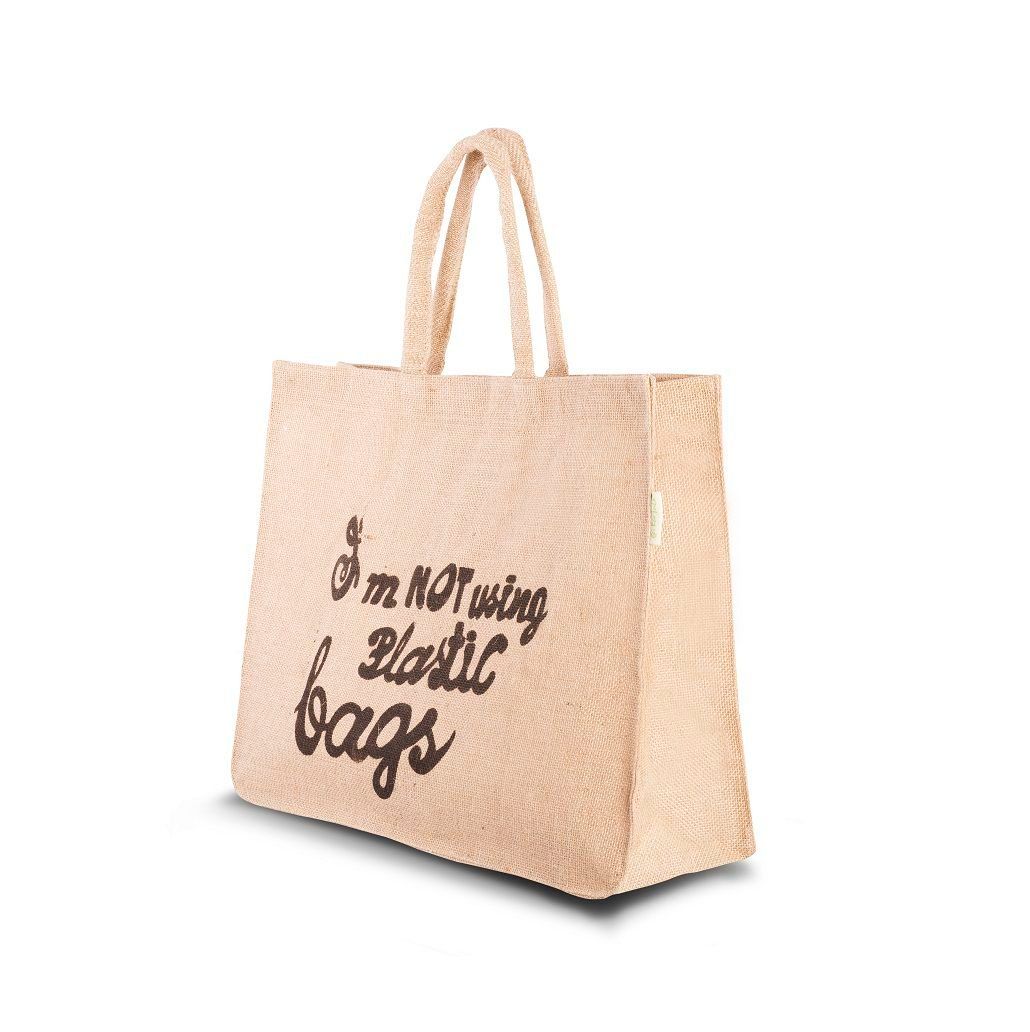 10 piezas Bolsa de yute Slogan 38x47x15cm