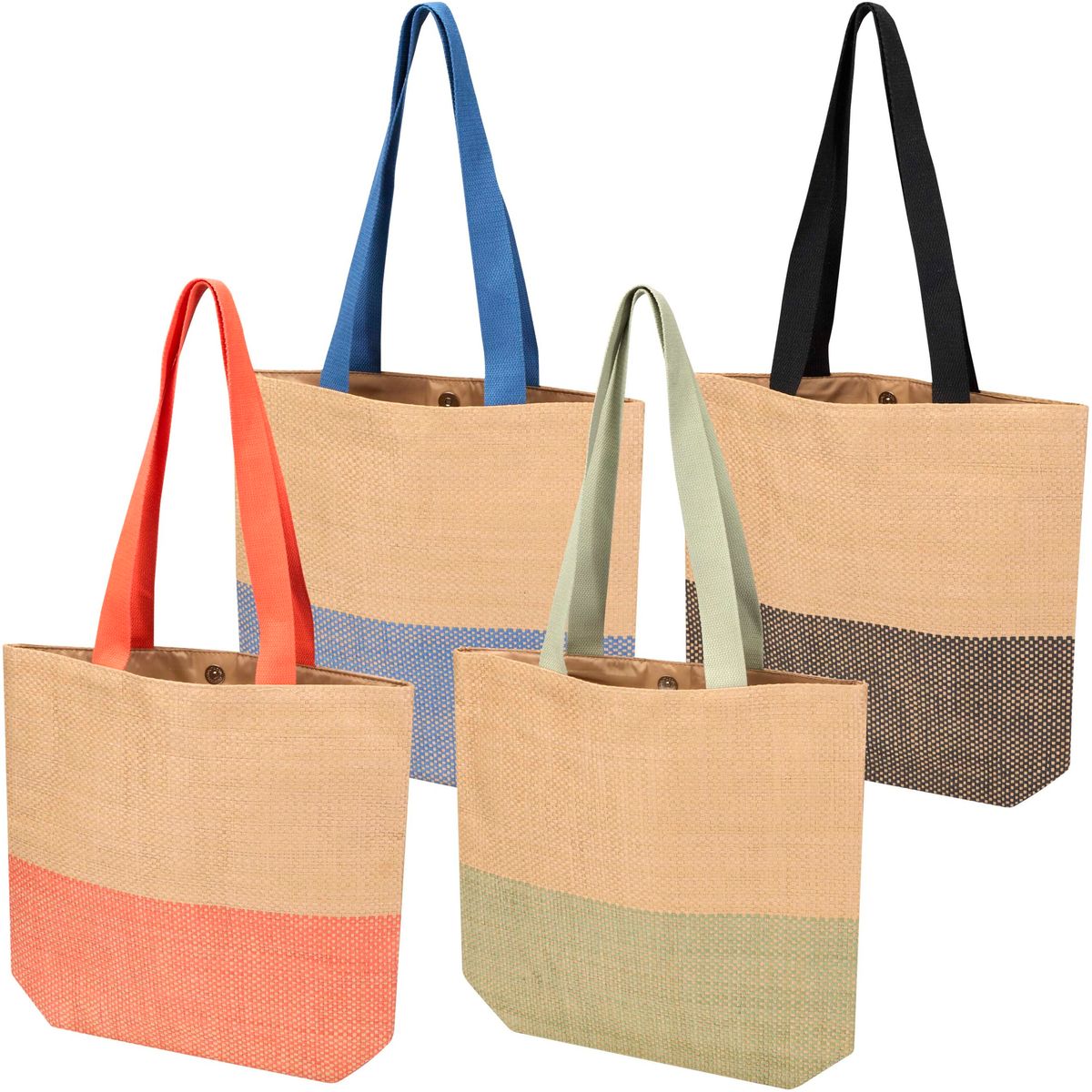 Bolsas con asas de papel de paja tejido con botón magnético, 10 litros