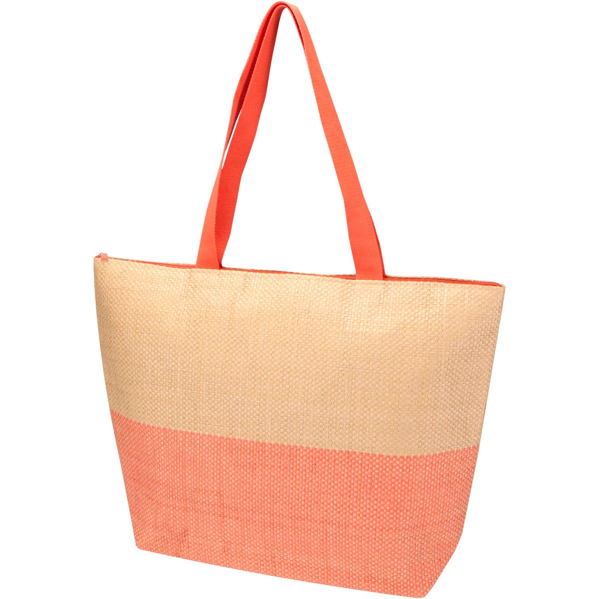 Bolsas con asas de papel de paja tejido con cremallera, 21 litros