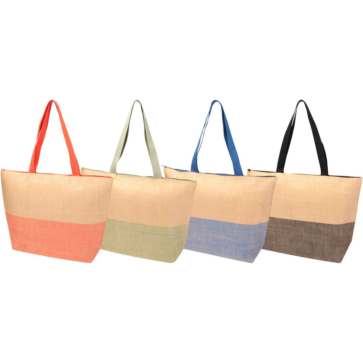Bolsas con asas de papel de paja tejido con cremallera, 21 litros