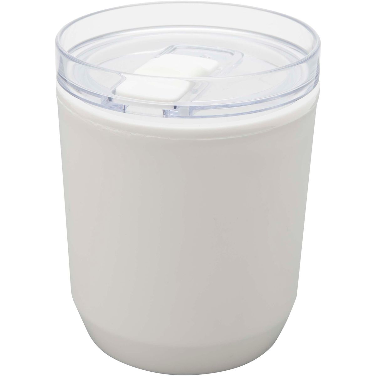 Vasos de doble pared de 180 ml de plástico reciclado con tapa deslizante