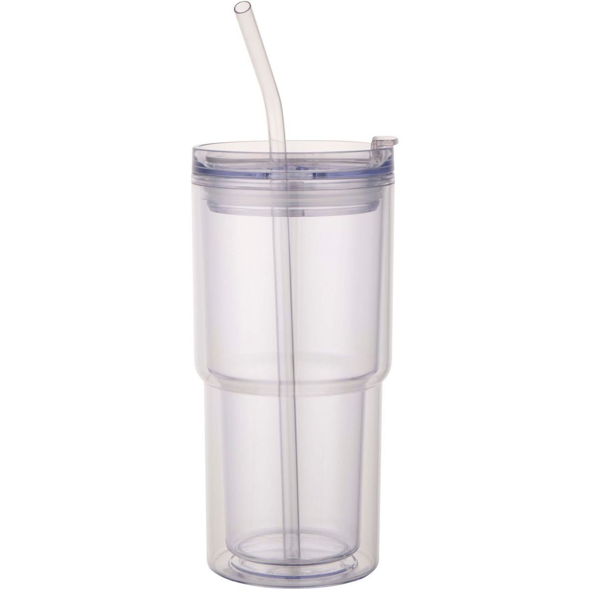 Vasos de plástico de doble pared de 480 ml con pajita