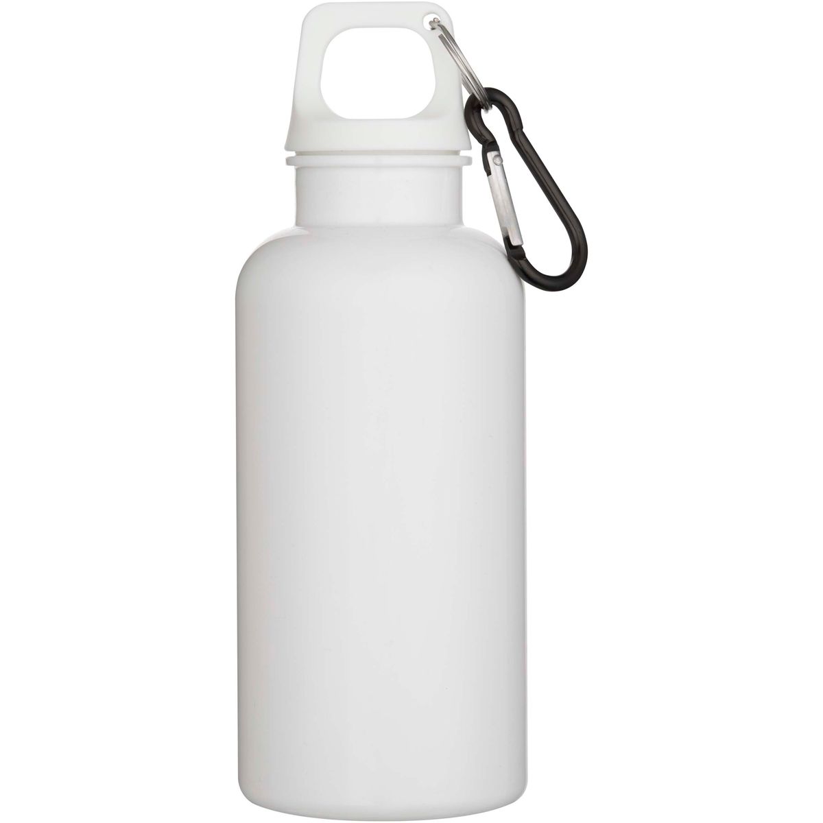 Botellas de agua lisas de PET reciclado de 400 ml con mosquetón