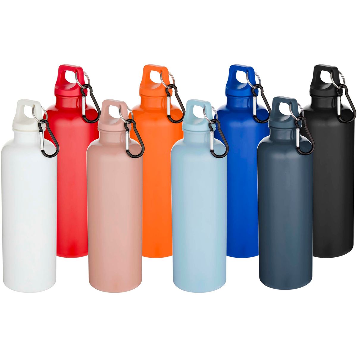 Botellas de agua lisas de PET reciclado de 750 ml con mosquetón