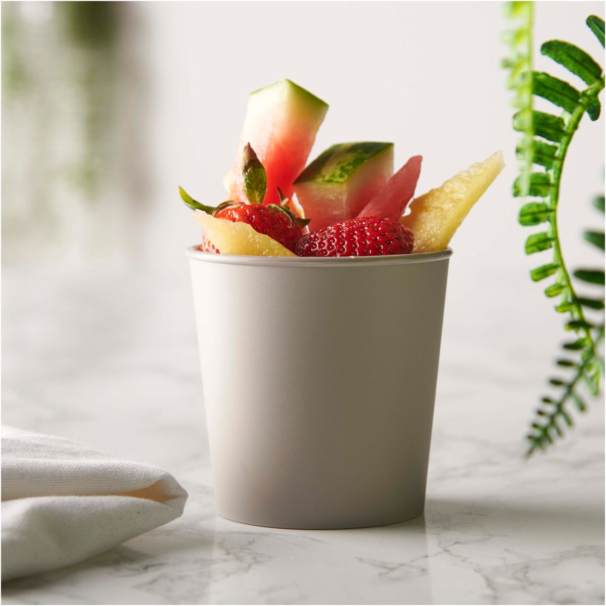 Vasos de pared simple de 200 ml con 25% de plástico de caña de azúcar