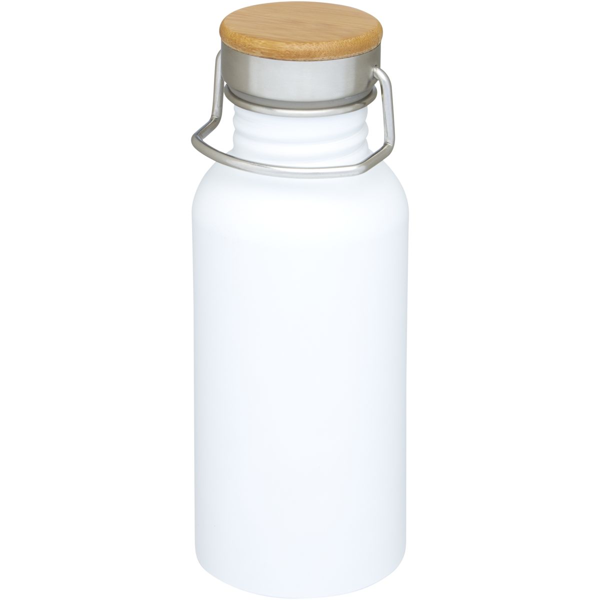 Botellas de agua de acero inoxidable de pared simple de 550 ml con detalle de bambú