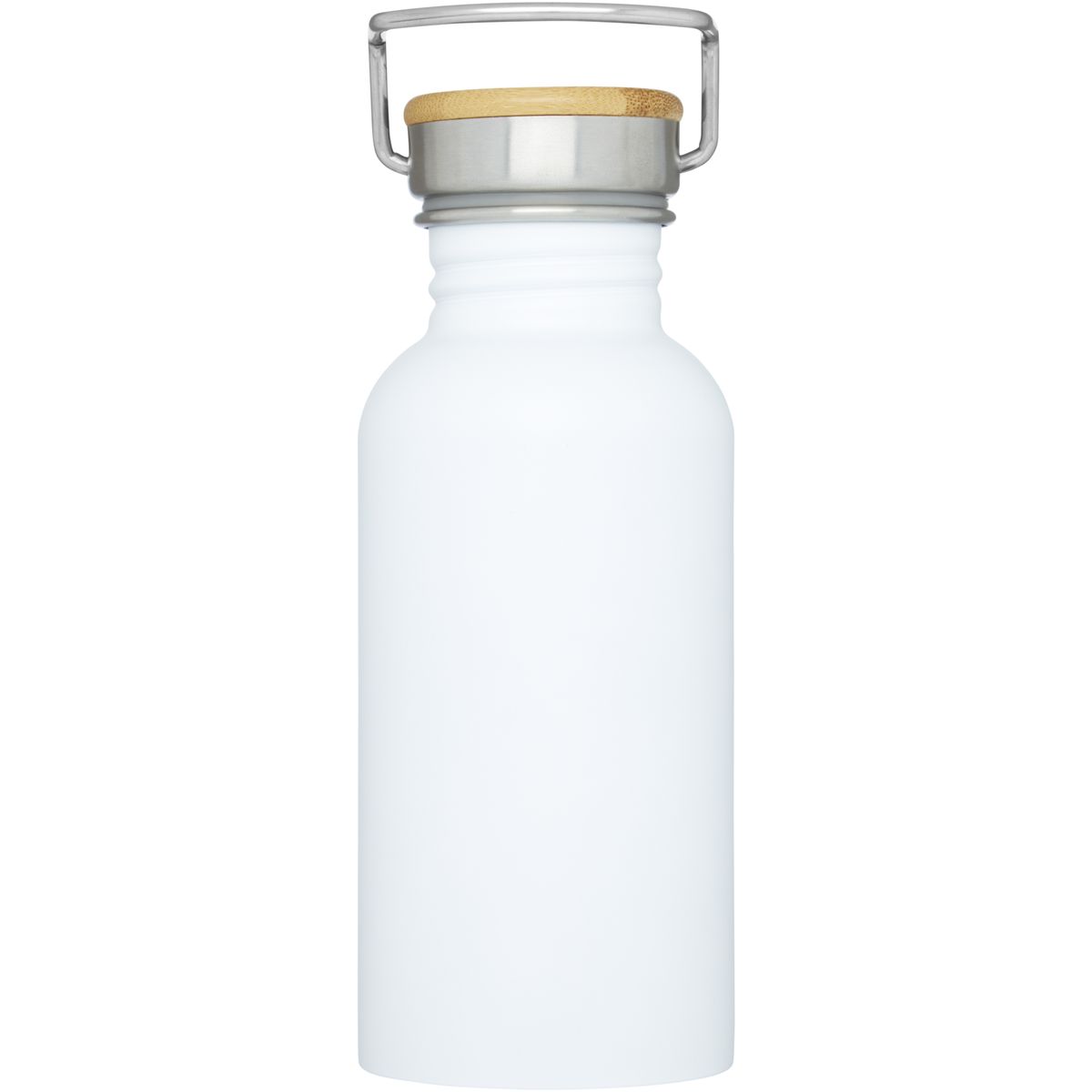 Botellas de agua de acero inoxidable de pared simple de 550 ml con detalle de bambú