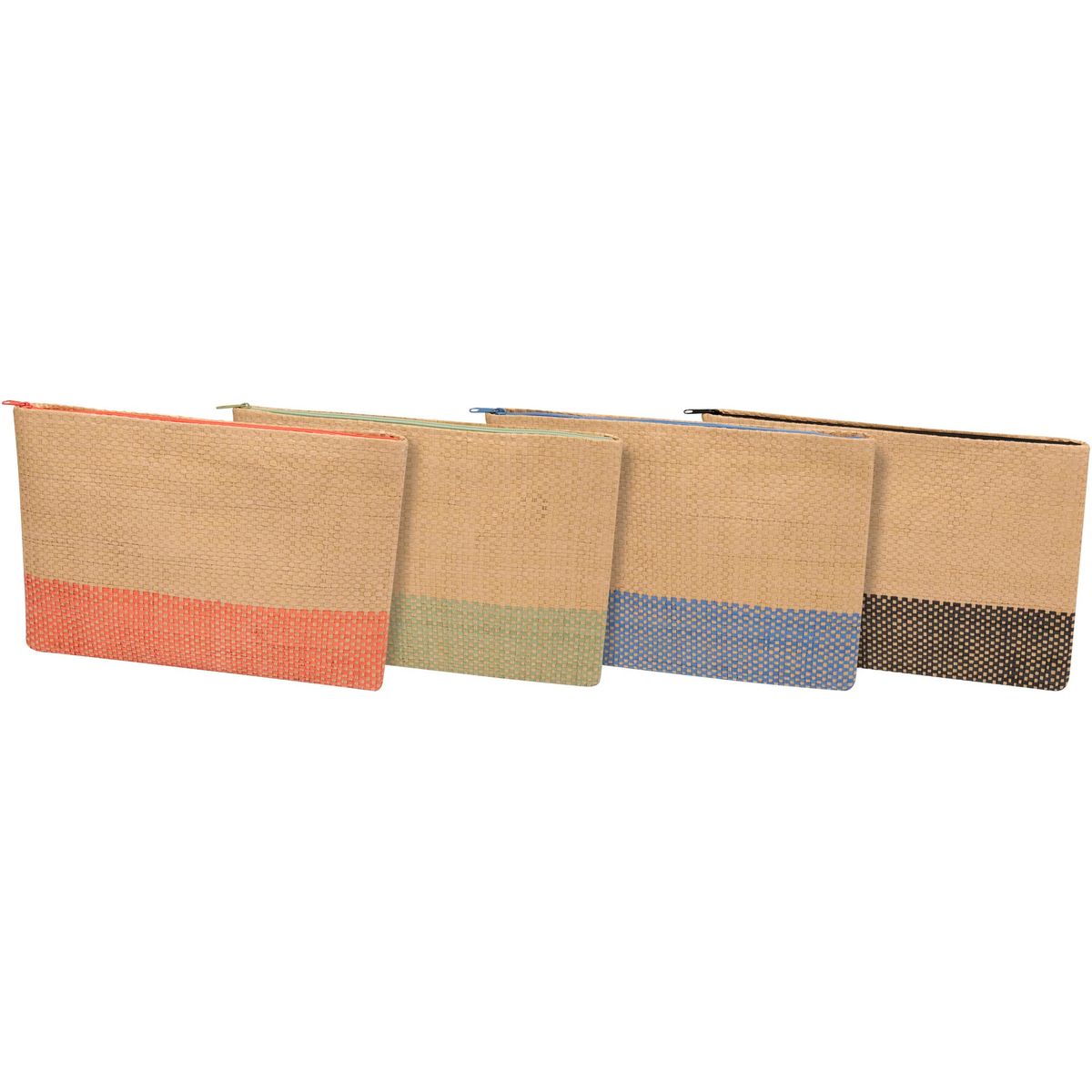 Estuches de papel de paja tejido con cremallera, 3 litros