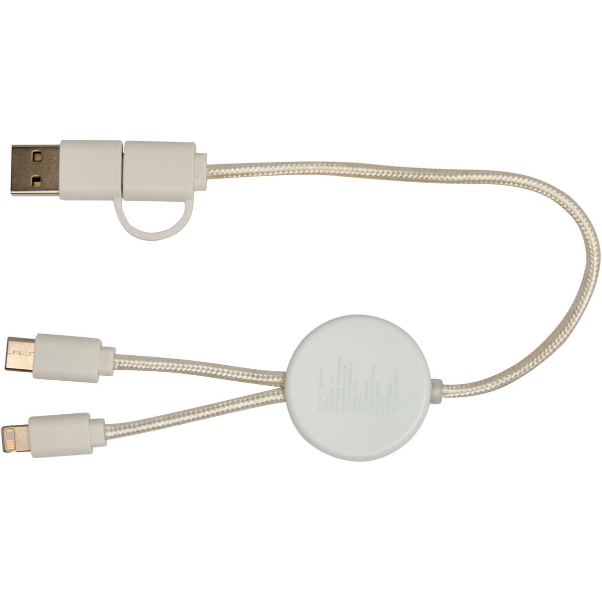 Cables de carga rápida 5 en 1 reciclados de 30 cm, 27 W, con detalles de bambú