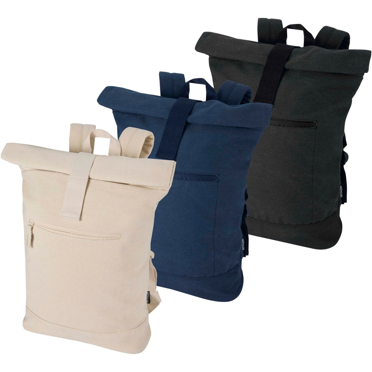 Mochilas de lona reciclada con cierre enrollable, 14 pulgadas, 16 litros