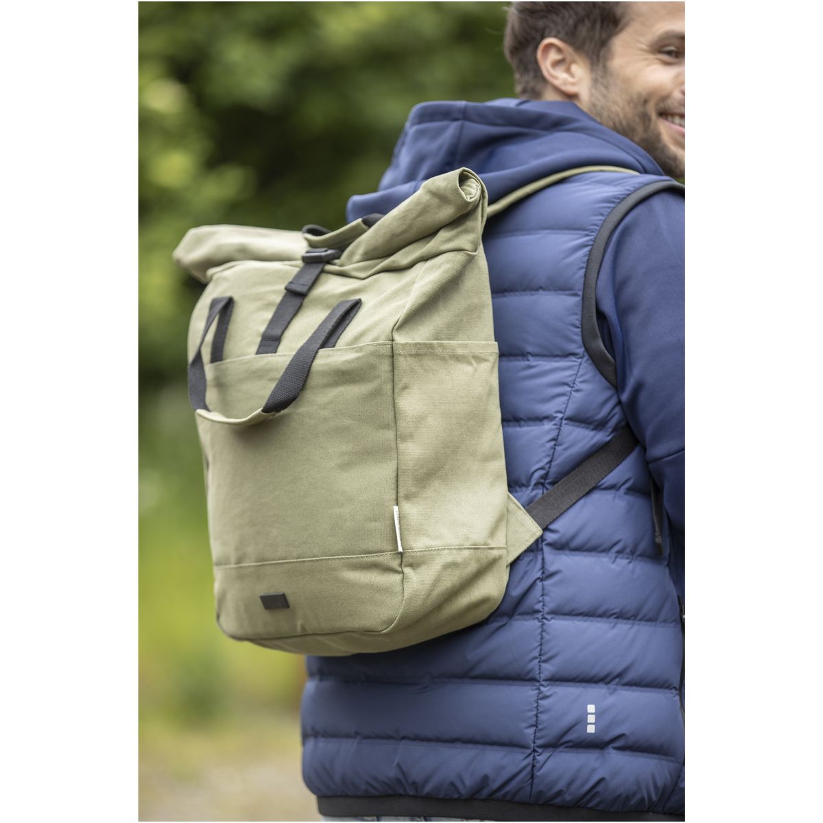 Mochilas de lona reciclada con cierre enrollable, 15 pulgadas, 15 litros