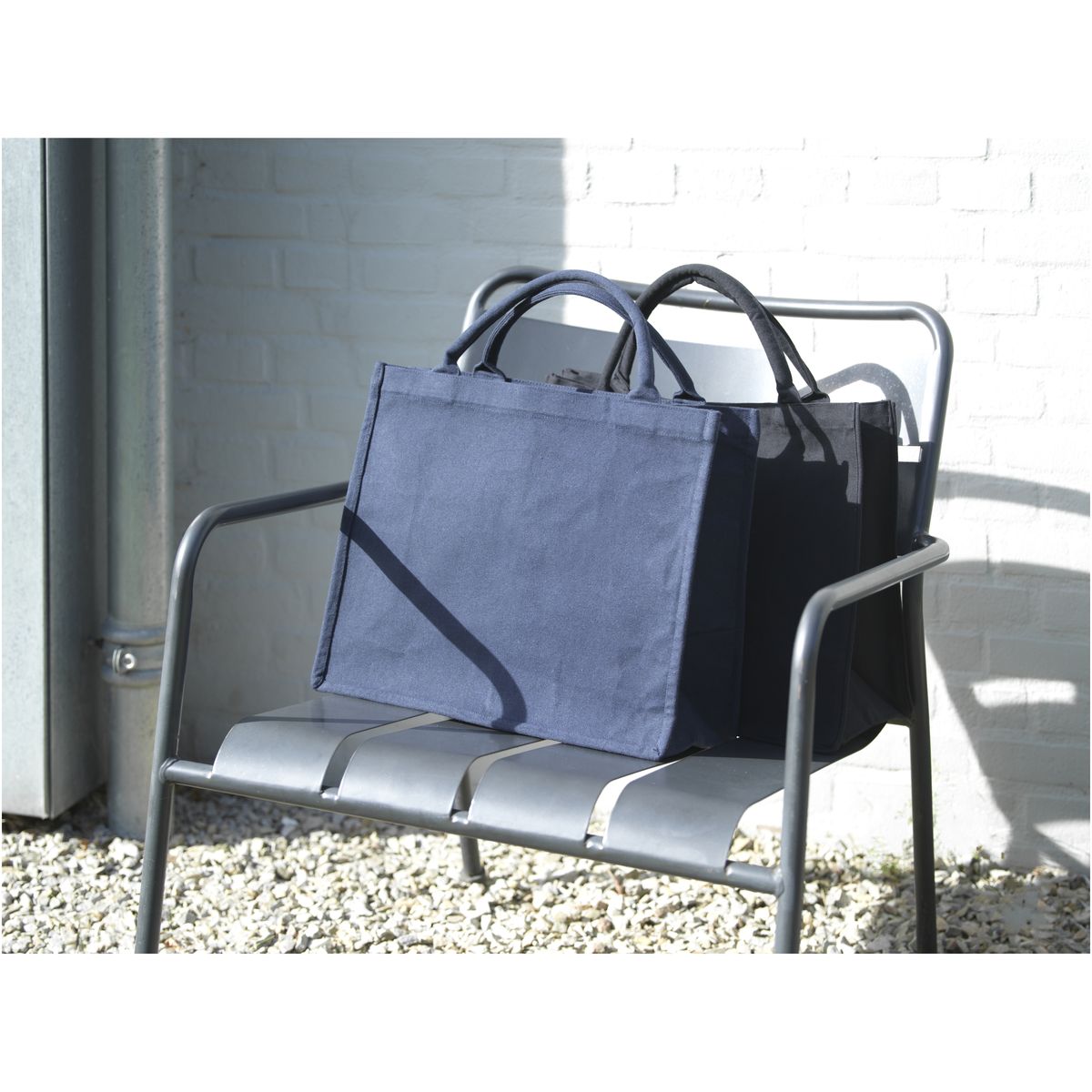 Bolsas de tela recicladas con asas cortas, 500 g/m²