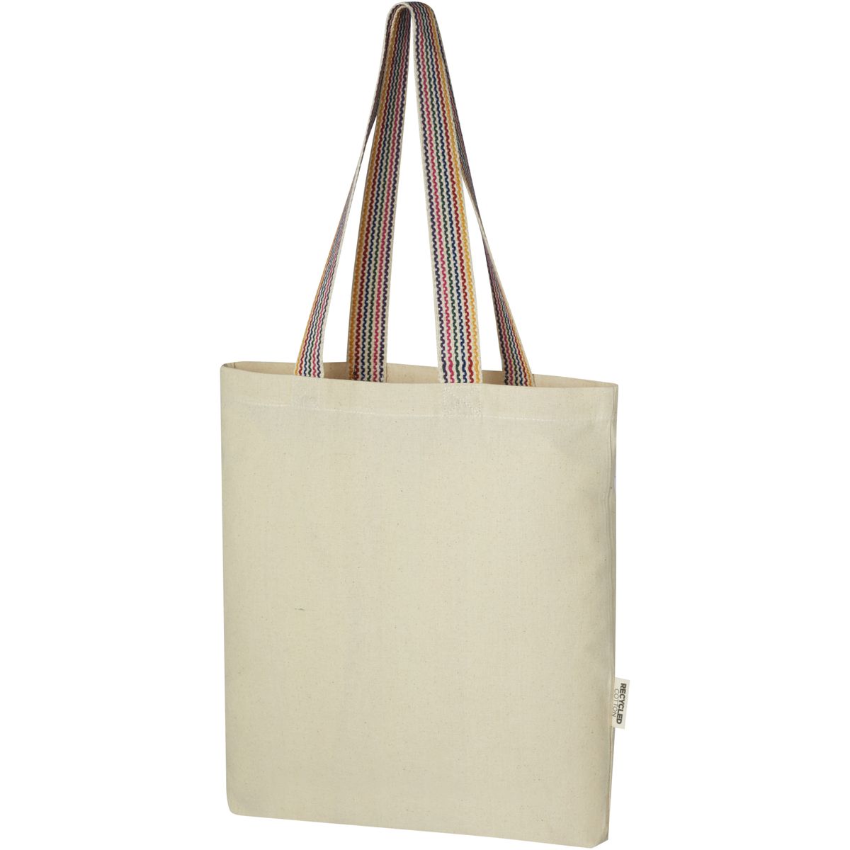 Bolsas de tela recicladas con asas arcoíris, 180 g/m², 5 litros