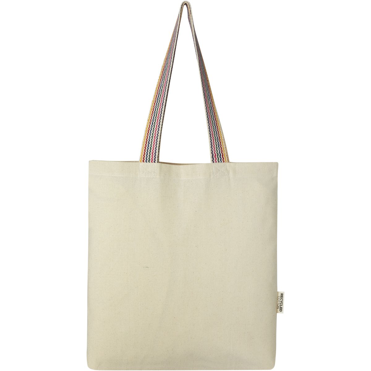 Bolsas de tela recicladas con asas arcoíris, 180 g/m², 5 litros