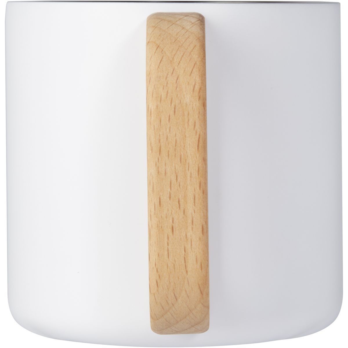 Tazas térmicas de acero inoxidable reciclado con asa de madera de haya, 360 ml