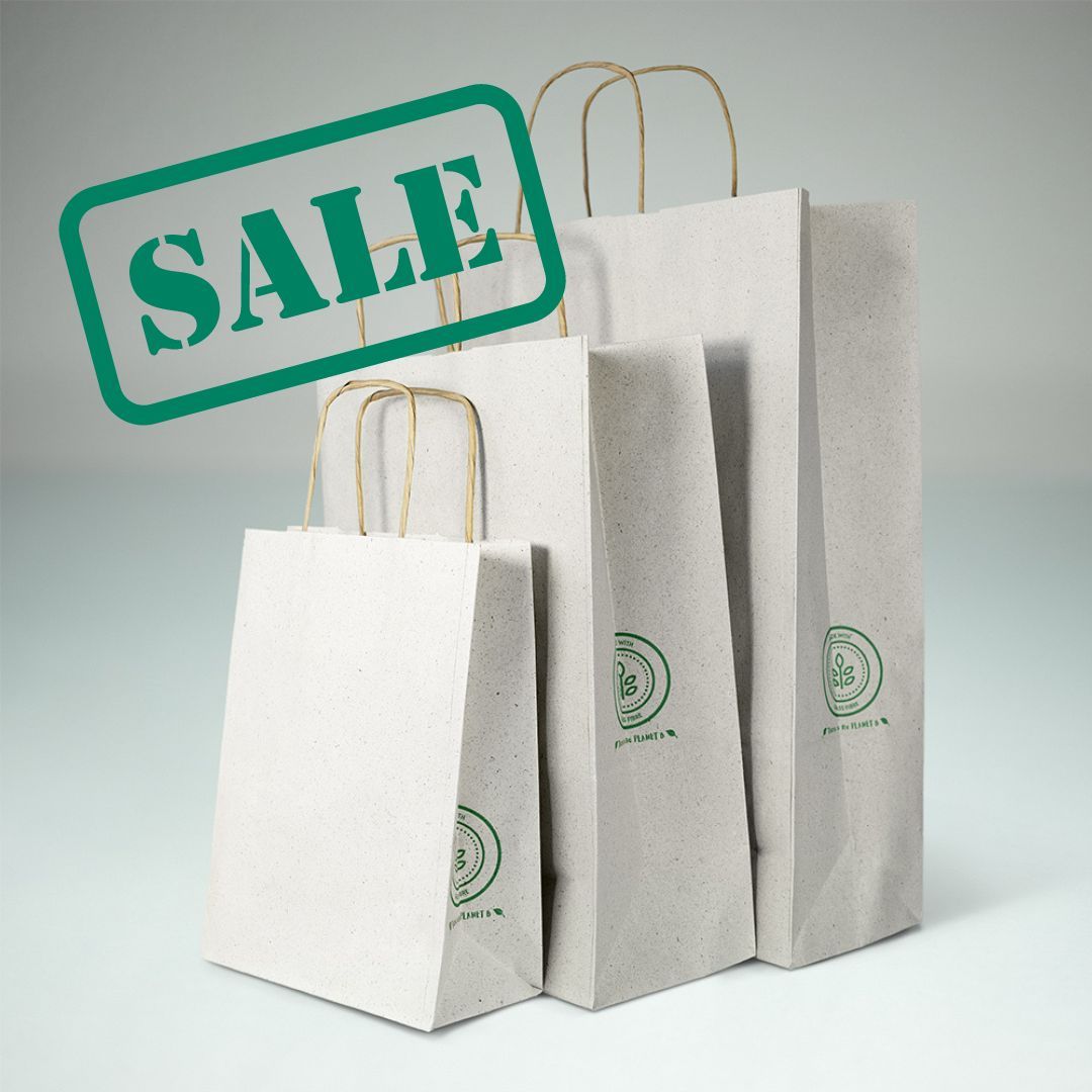 Bolsas de Papel de Hierba Reciclado con Cordón Trenzado | Bajo impacto de Co2 | Varios tamaños