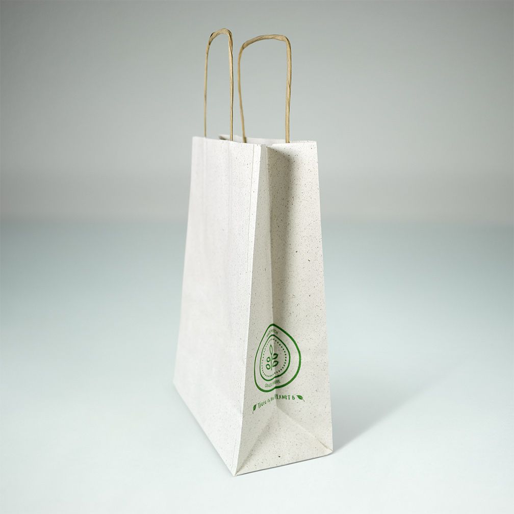 Bolsas de Papel de Hierba Reciclado con Cordón Trenzado | Bajo impacto de Co2 | Varios tamaños