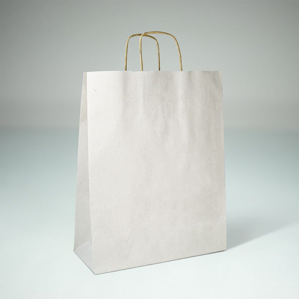 Bolsas de Papel de Hierba Reciclado con Cordón Trenzado | Bajo impacto de Co2 | Varios tamaños