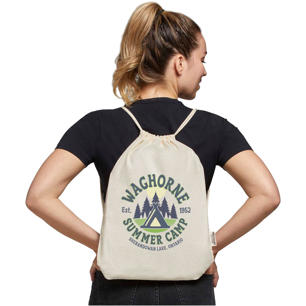 Mochilas de cuerdas de algodón reciclado, 140 g/m²