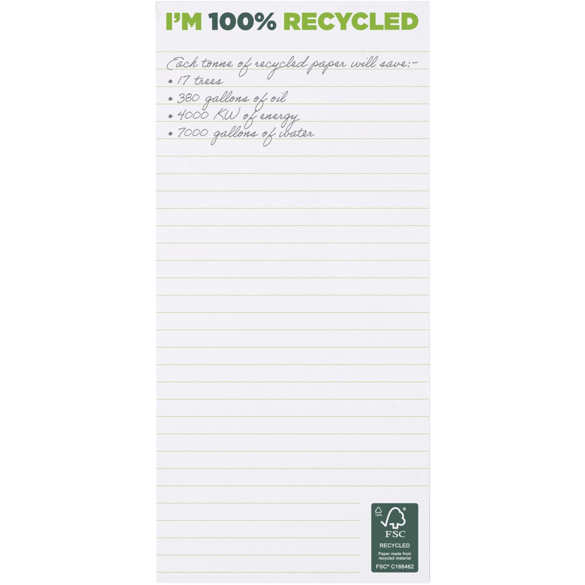 Blocs de notas 1/3 A4 reciclados, 80 g/m²