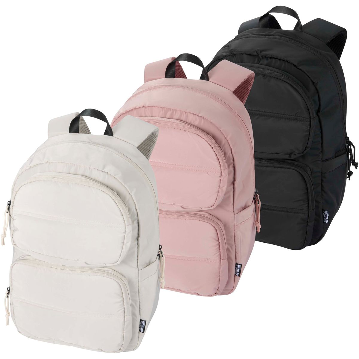 Mochilas para portátil recicladas de estilo puffer, 15,6 pulgadas, 18 litros