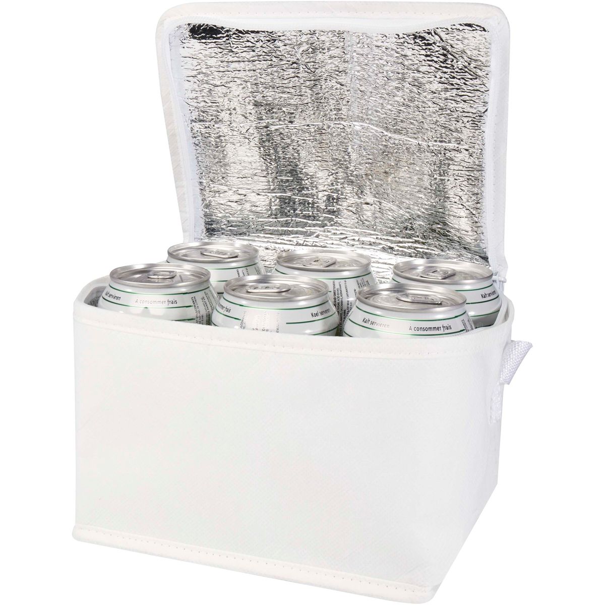 Bolsas nevera de non-woven reciclado para 6 latas, 4 litros