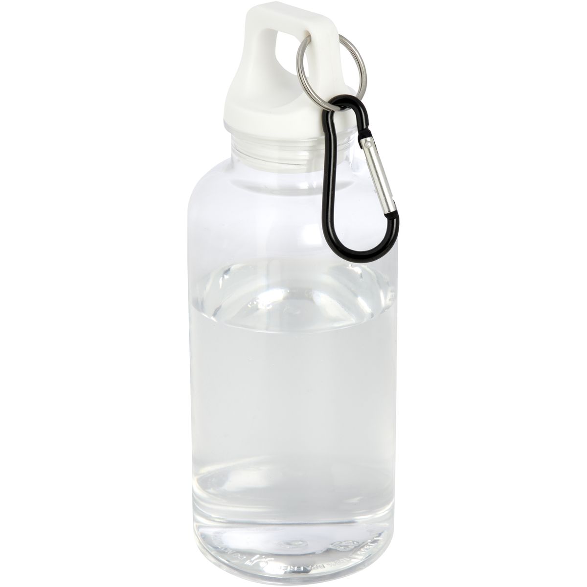 Botellas de agua de PET reciclado de 400 ml con mosquetón