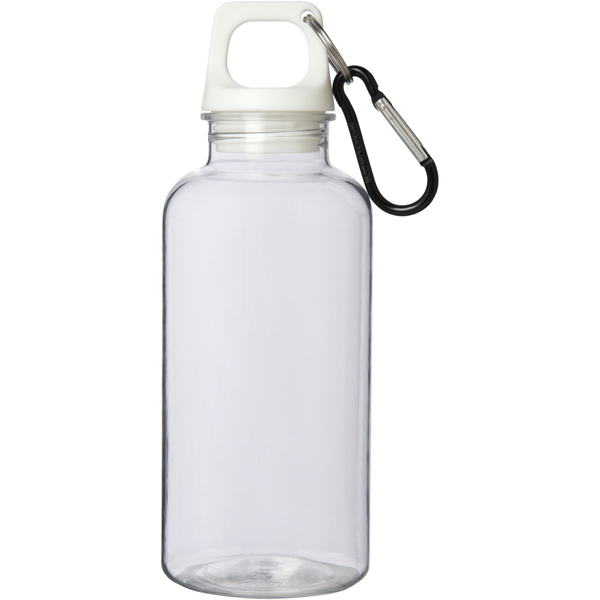 Botellas de agua de PET reciclado de 400 ml con mosquetón