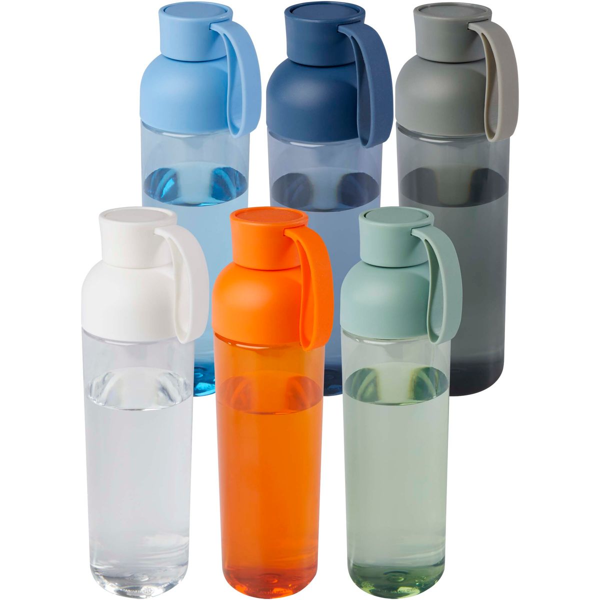 Botellas de agua de PET reciclado de 600 ml con asa de silicona