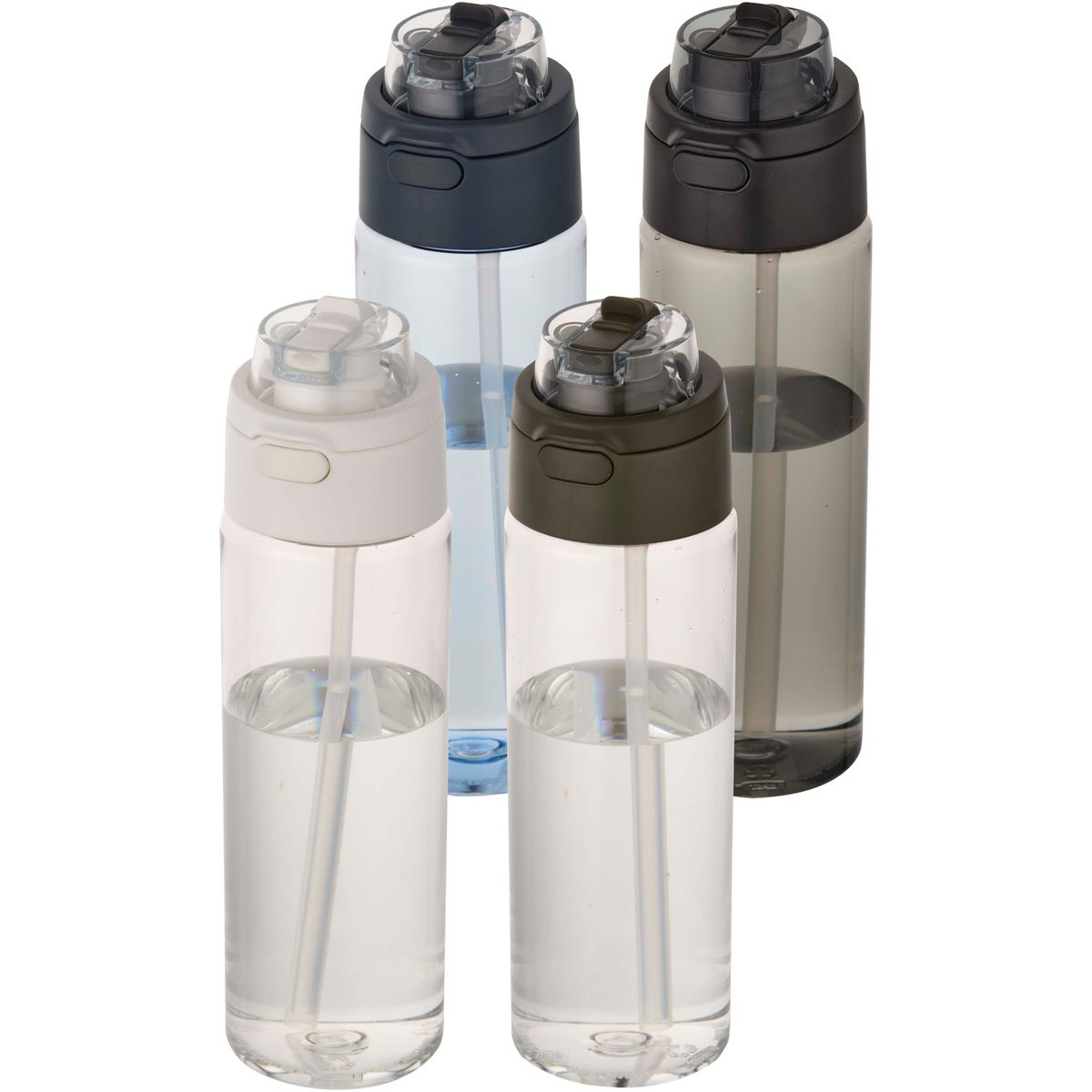 Botellas de agua de PET reciclado de 700 ml con pajita desplegable