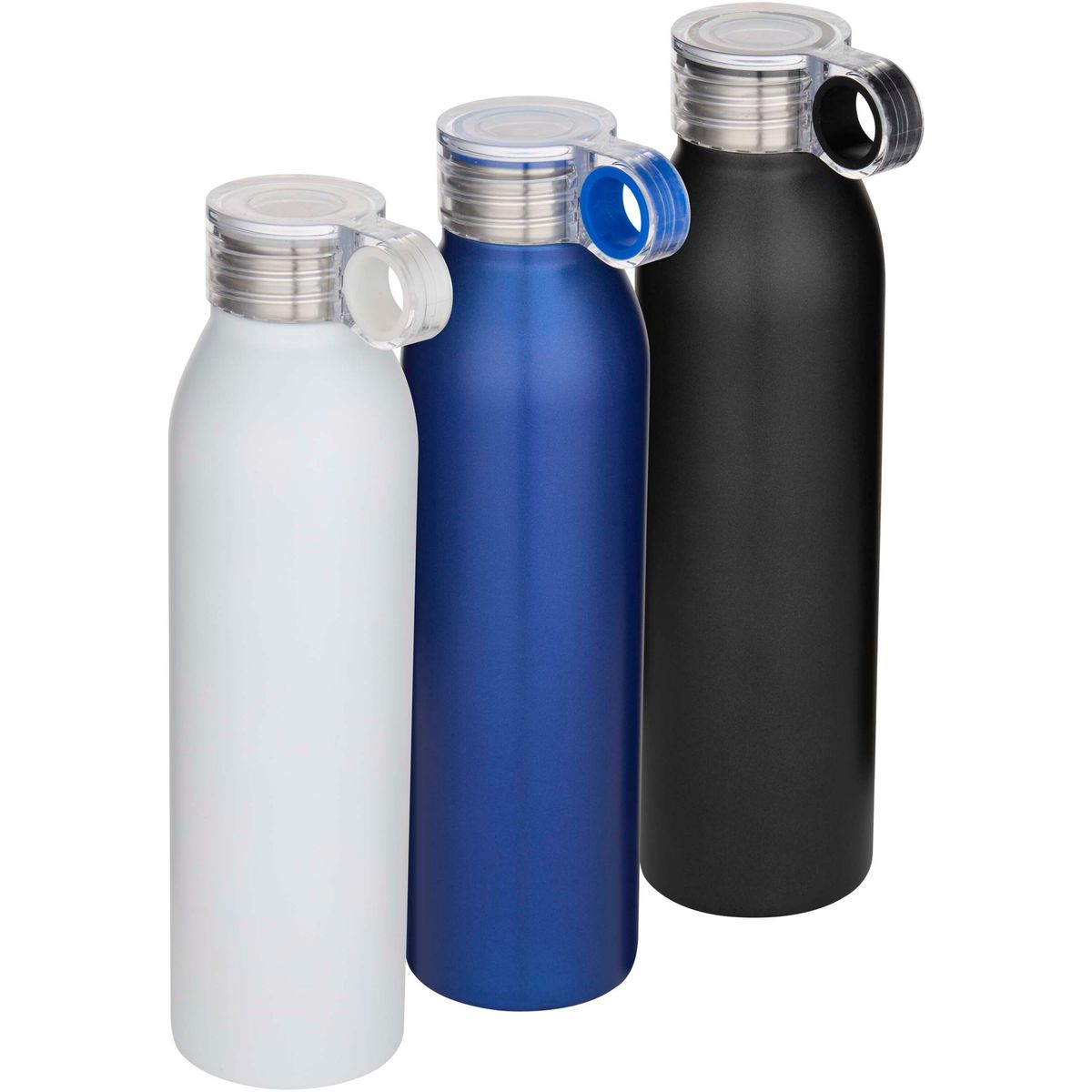 Botellas de agua de acero inoxidable reciclado de 650 ml con tapón de rosca transparente