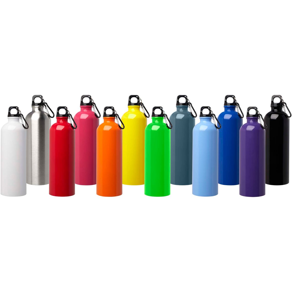 Botellas de agua de acero inoxidable reciclado de 750 ml con mosquetón