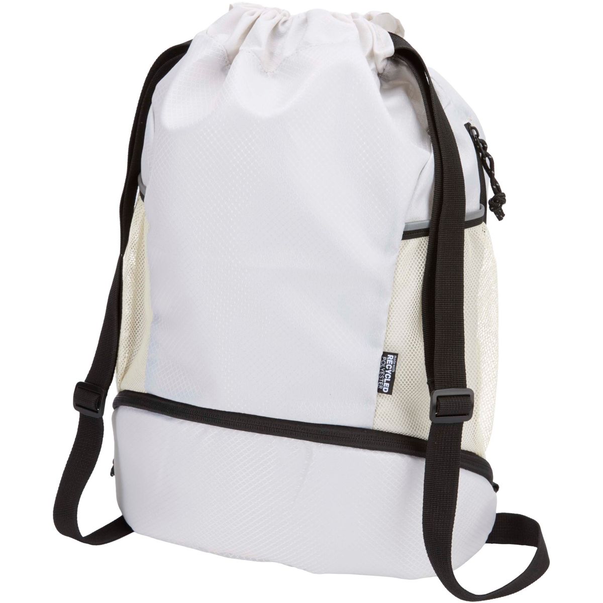 Mochilas de cuerdas deportivas recicladas con compartimento inferior, 18 litros