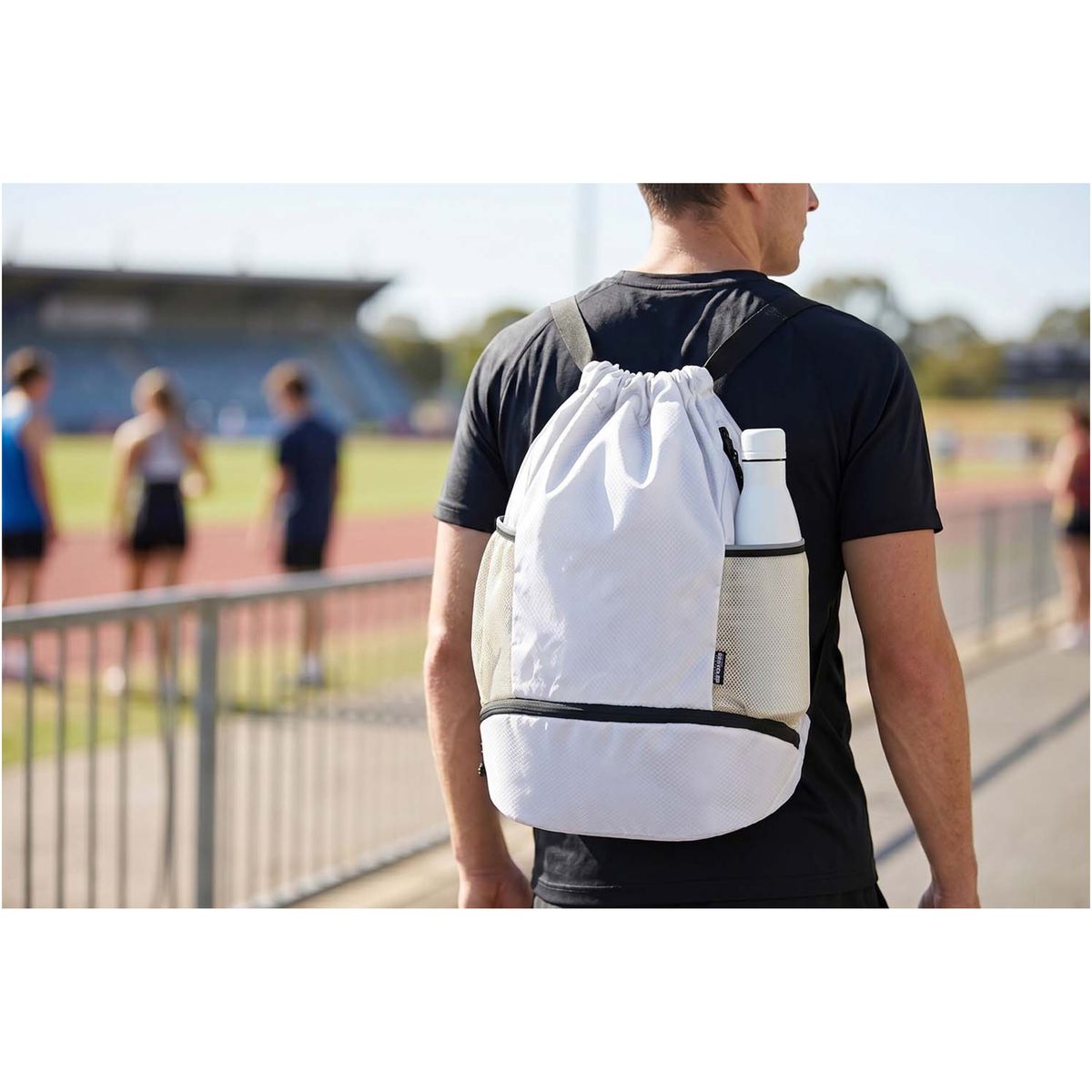 Mochilas de cuerdas deportivas recicladas con compartimento inferior, 18 litros