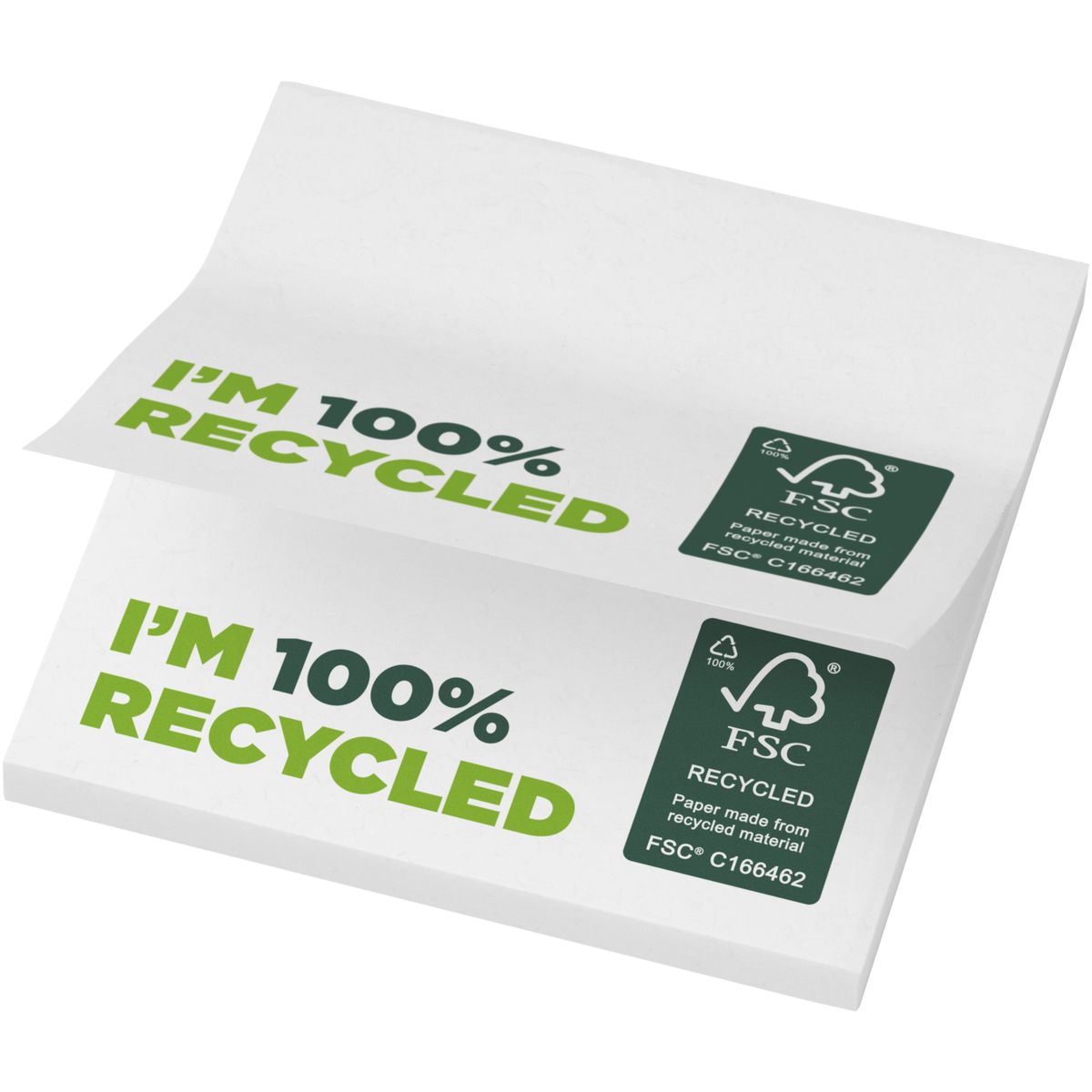 Notas adhesivas recicladas de 75 x 75 mm, 80 g/m²