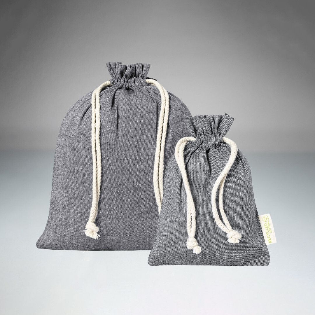 Bolsas de Cordón de Algodón Reciclado Gris 120 gr/m2