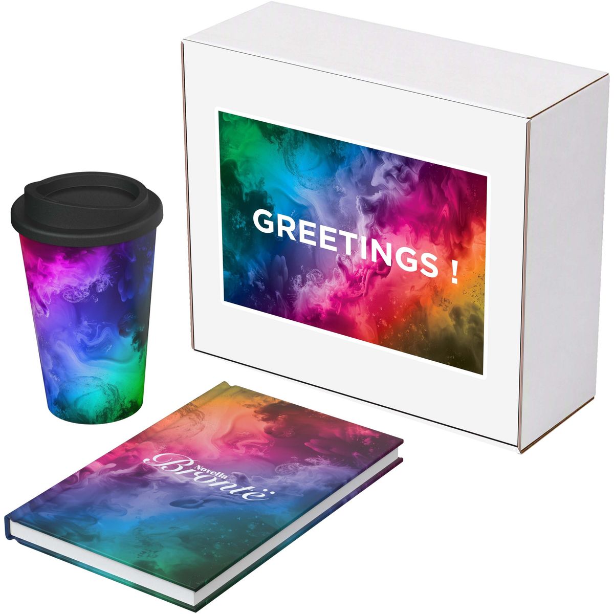 Sets de regalo con vaso de 350 ml y cuaderno A5 de tapa dura